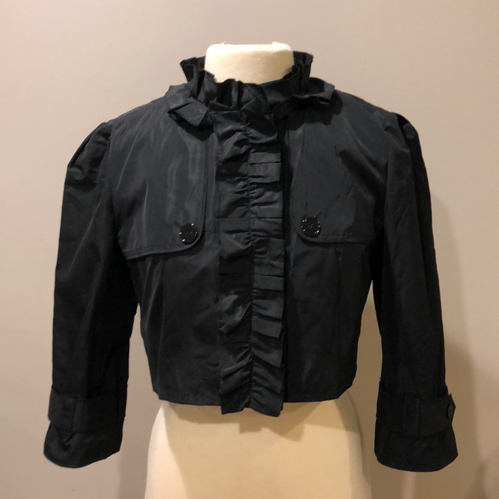 Dolce & Gabbana Black Crop Silk Jacket Sz 40